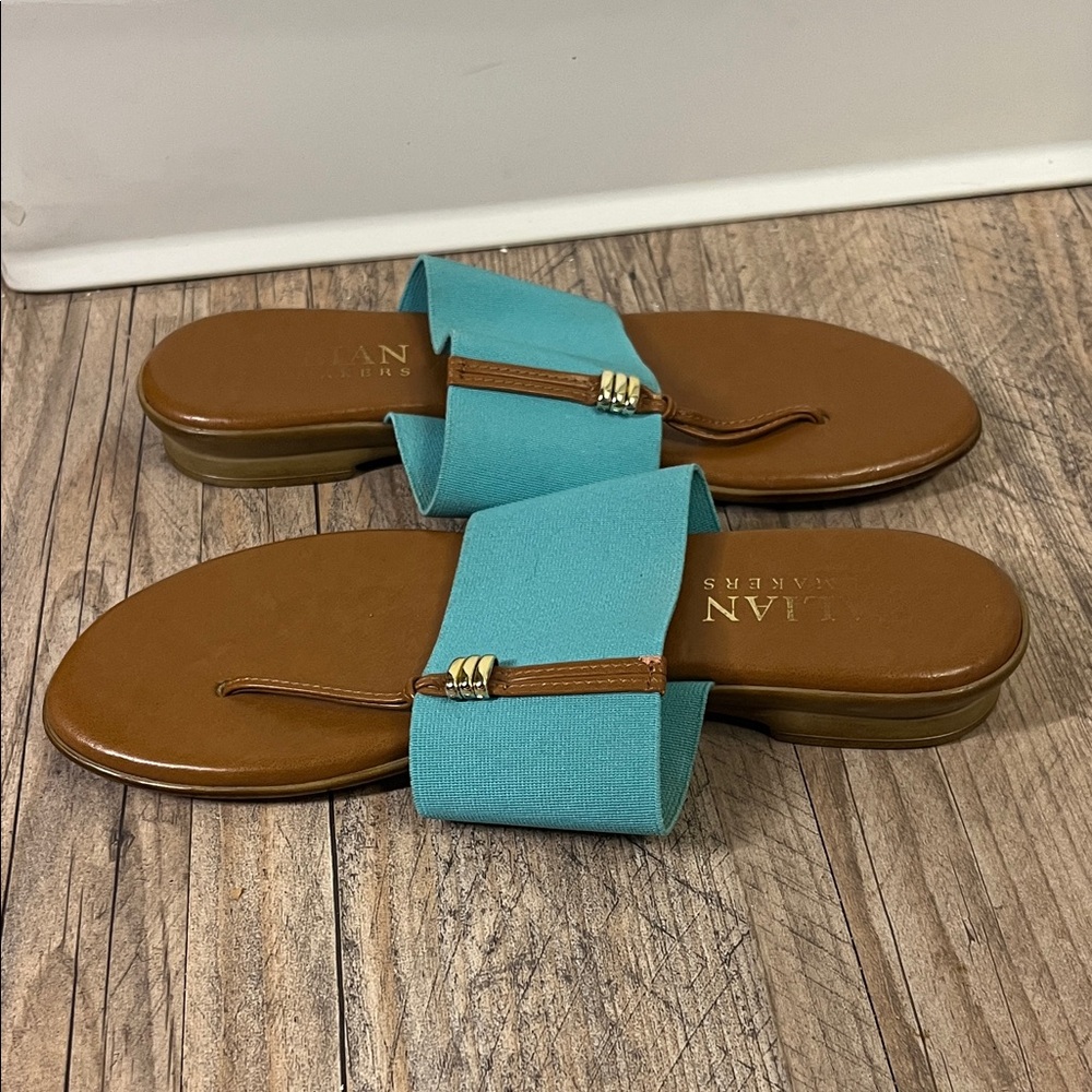 Italian Shoemakers Turquoise and Brown Sandals size 7M - Picture 2 of 6